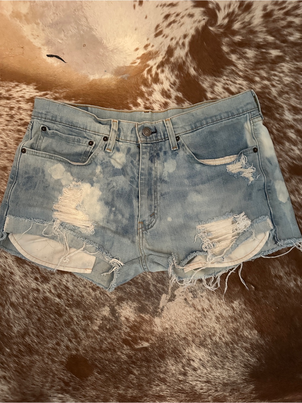 Levi's Light Blue Distressed Denim shorts
